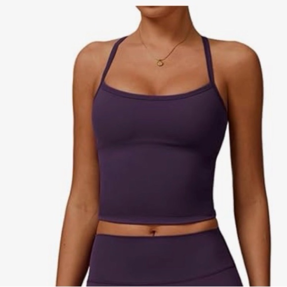 Purple Strappy Sports Top with built-in bra